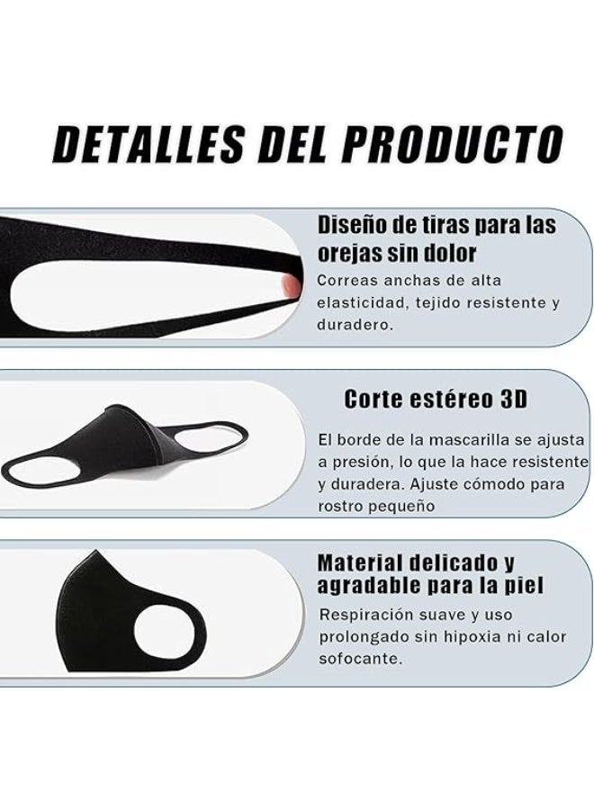 8 كمامات وجه سوداء قابلة لإعادة الاستخدام، مصنوعة من الإسفنج، قابلة للغسل، تسمح بمرور الهواء، لطيفة على البشرة، أنيقة ومتعددة الاستخدامات، مناسبة للرجال والنساء البالغين، غطاء للحماية من الغبار، مناسبة للسفر والرياضة في الهواء الطلق، ليست من القماش (مغلفة بشكل فردي). - Image 3